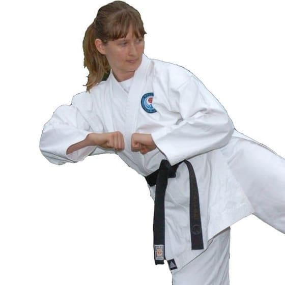 Rita Soutendijk in kumite-houding